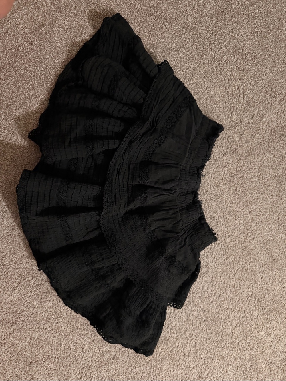 aerie Black Ruffle-Tier Mini Skirt